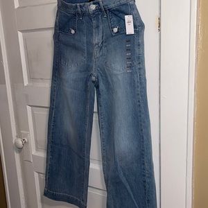 High rise wide leg crop